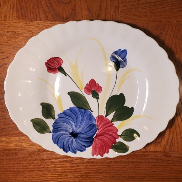 Vintage Oval Serving Plate & 3 Matching Coffee Cups. Chrysanthemum Pattern. - Picture 2 of 12